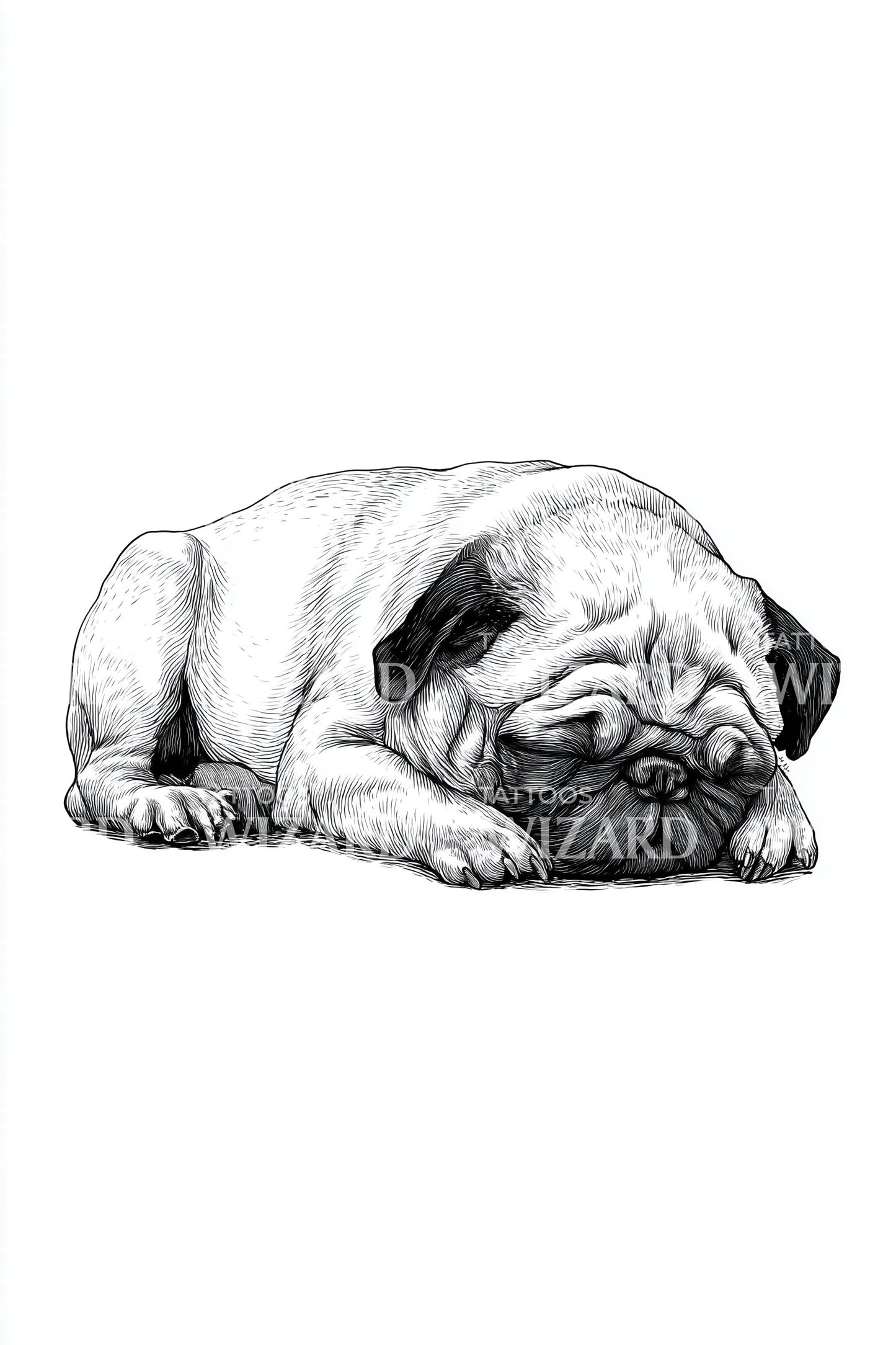 Ideia de Tatuagem de Pug Pacífico Dormindo