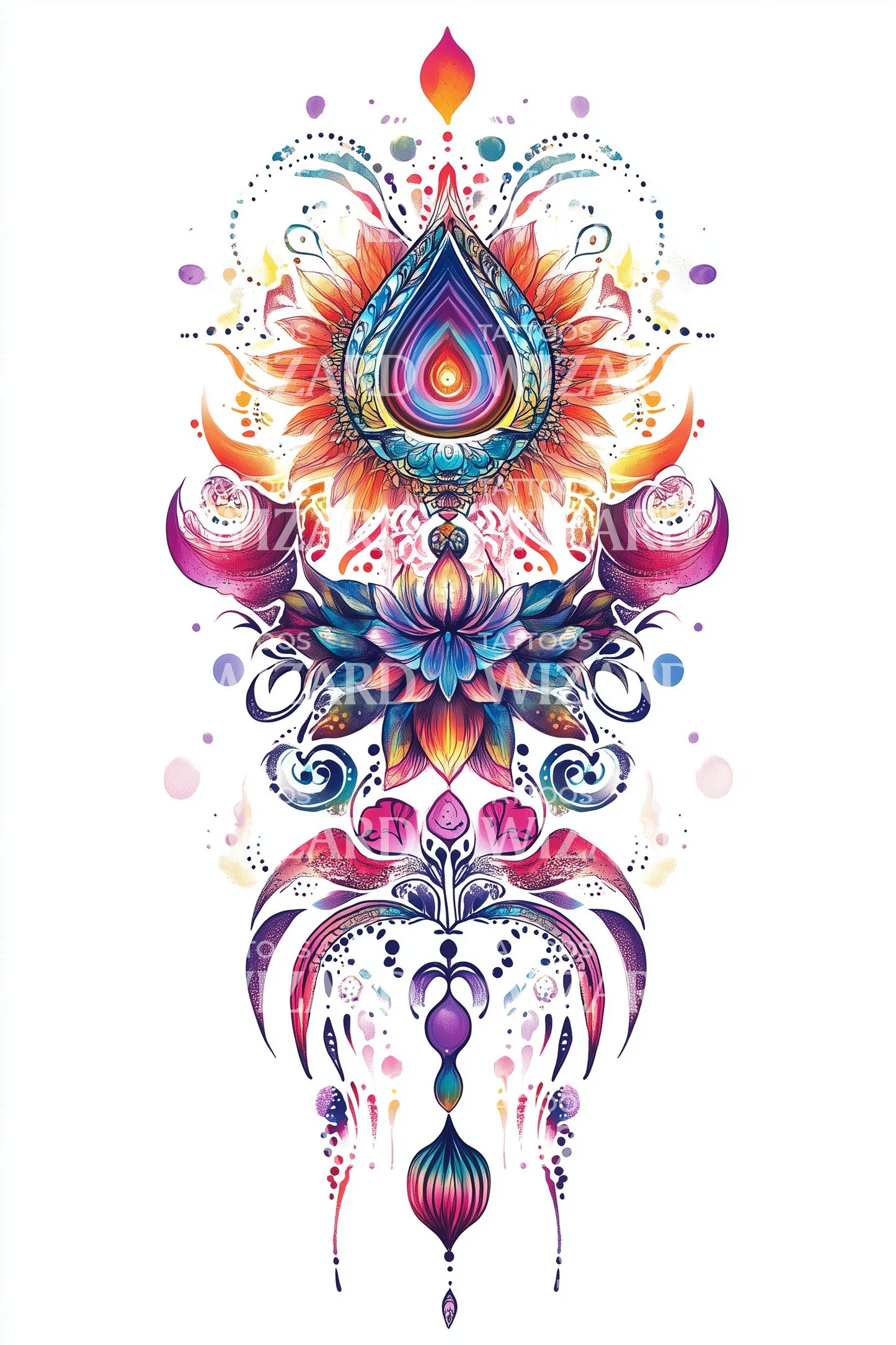 Design de Tatuagem Mandala Lágrima de Pavão