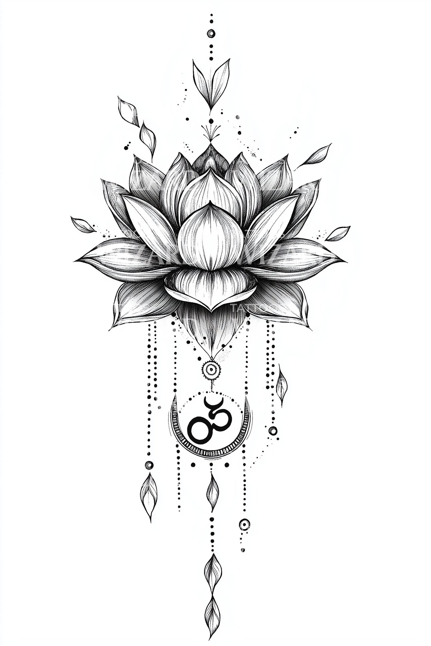 Pendant Lotus Charm Tattoo Design