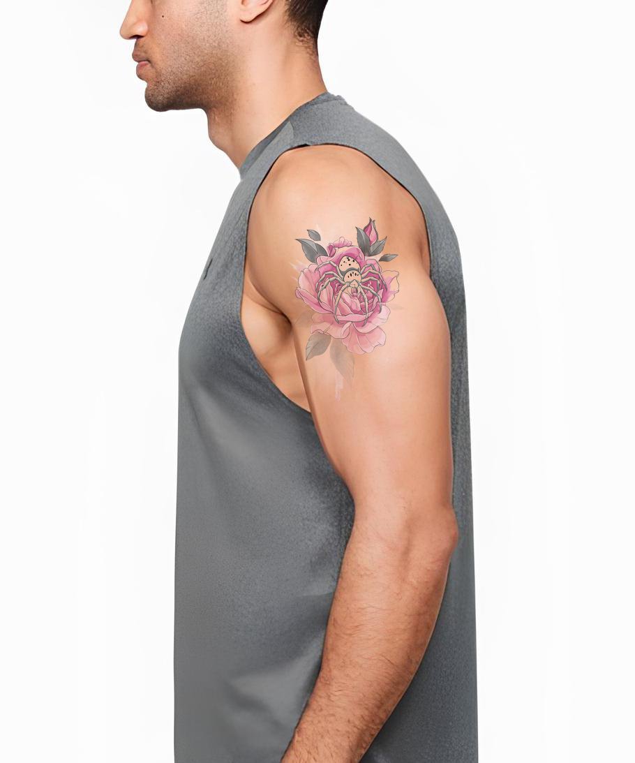 Peony Ladybug Harmony Tattoo Design