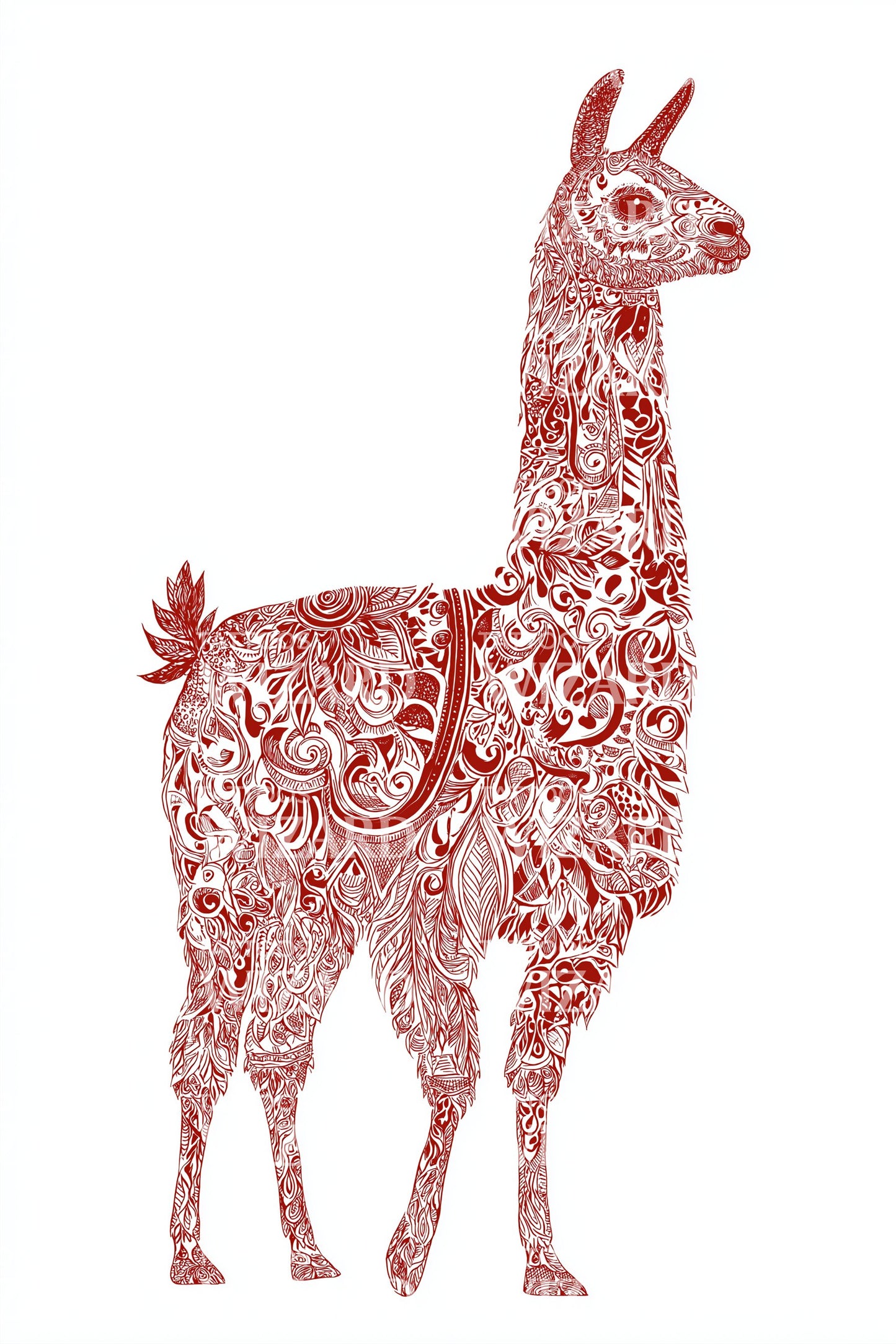 Peru Lama Folketatovering Illustrasjon