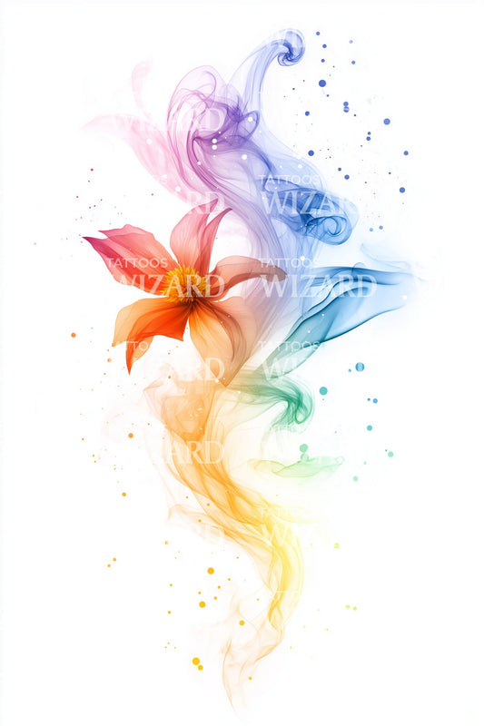 Petal Smoke Fusion Tattoo Design