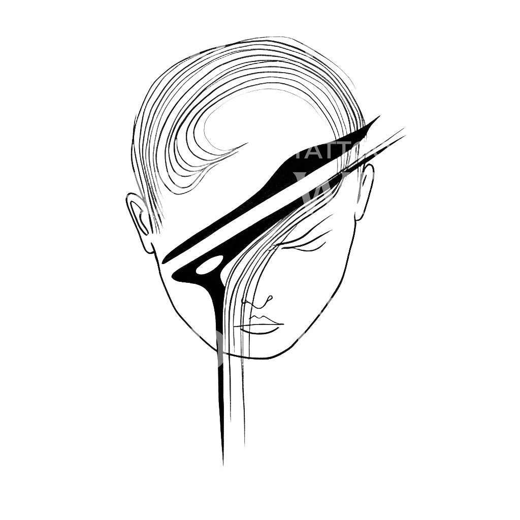 Dripping Ink Minimalist Portrait Tattoo Design
