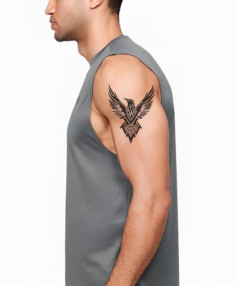 Design Tatuaggio Emblema Fenice che Rinasce