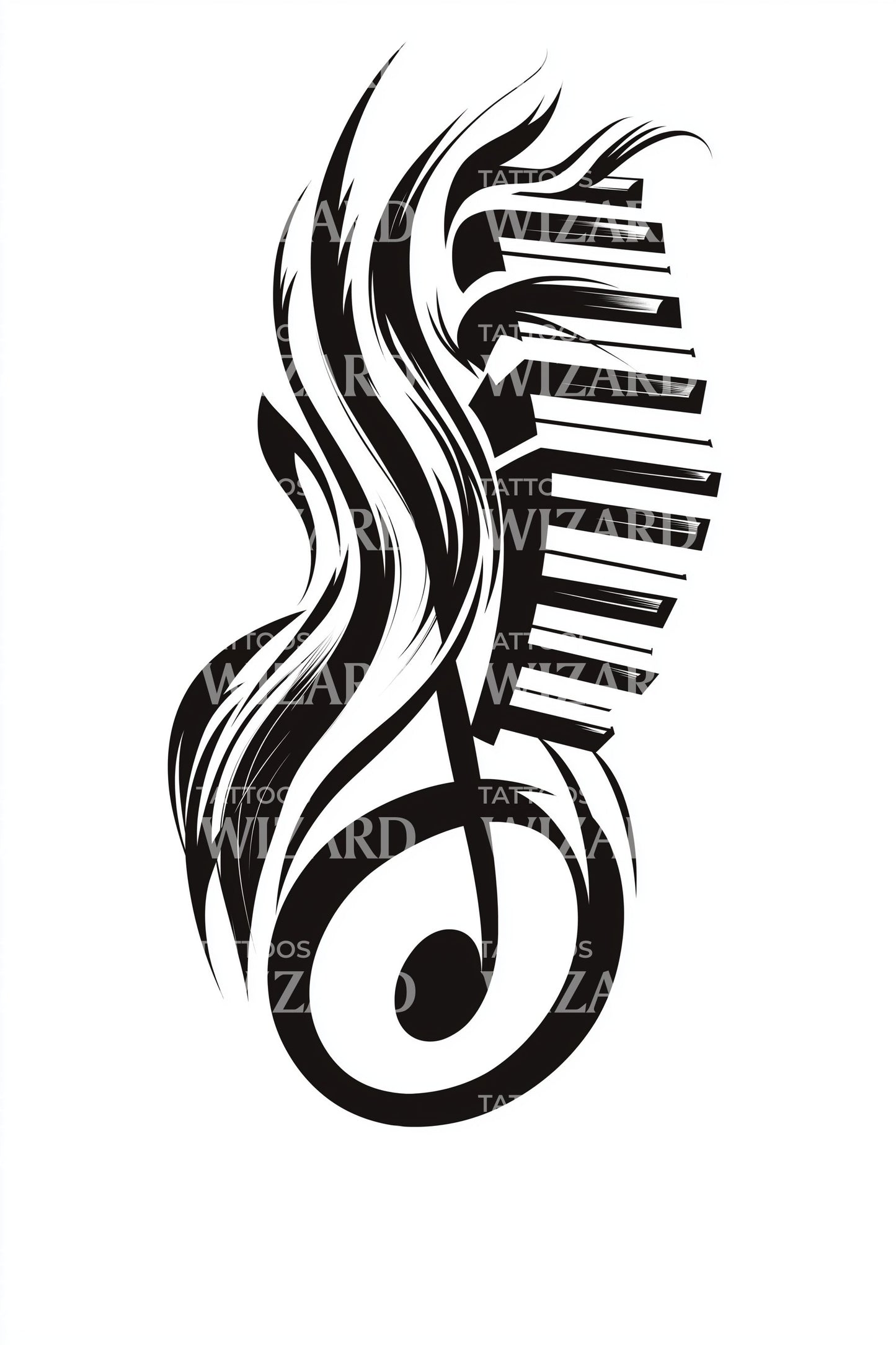 Piano Treble Clef Tattoo Illustration