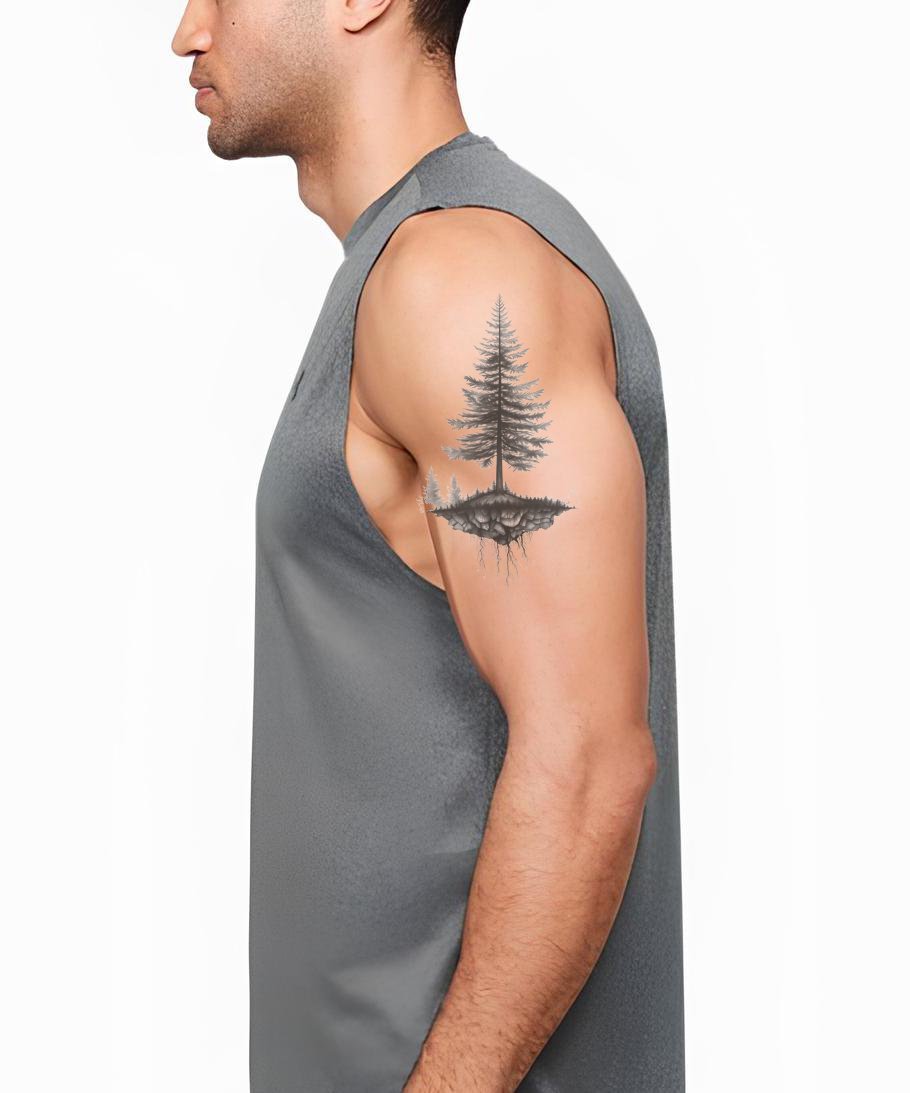 Amazing Pine Tree with Roots Tattoo Design