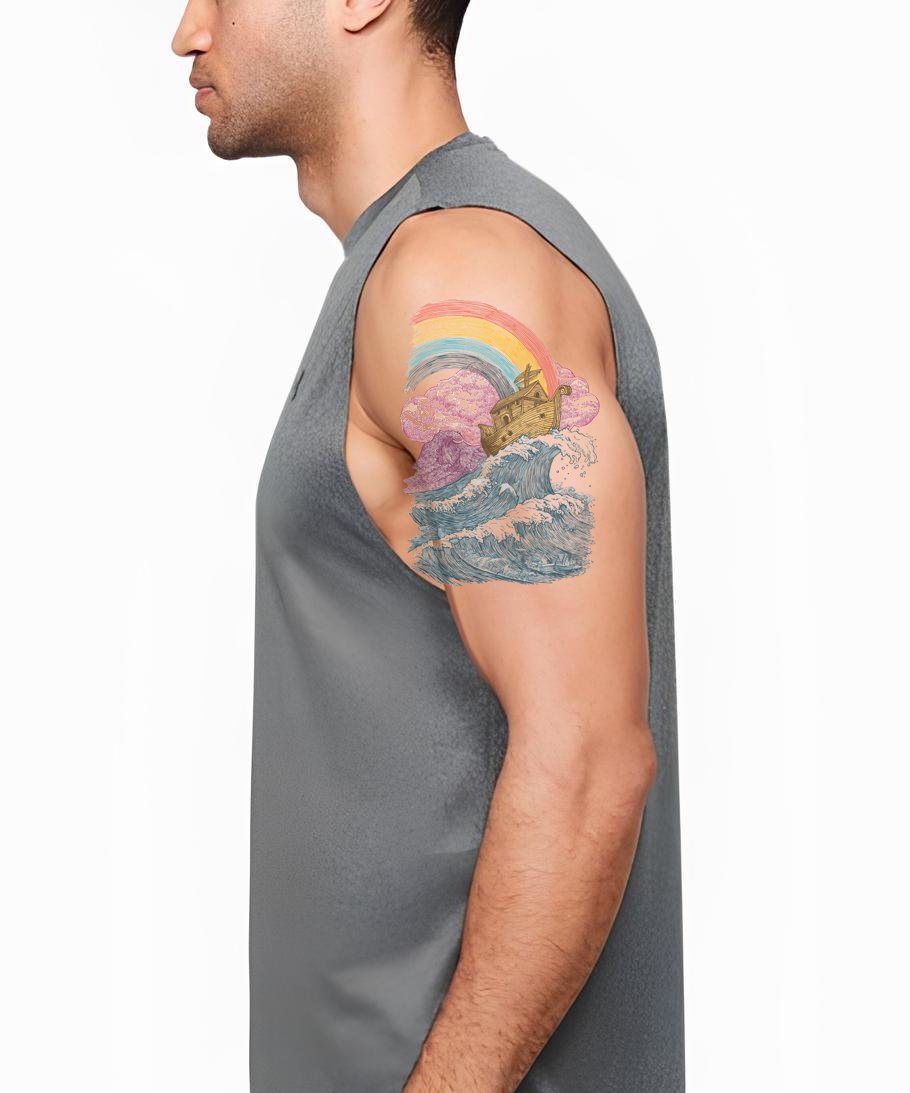 Desenho de Tatuagem Arca Nuvem Rosa