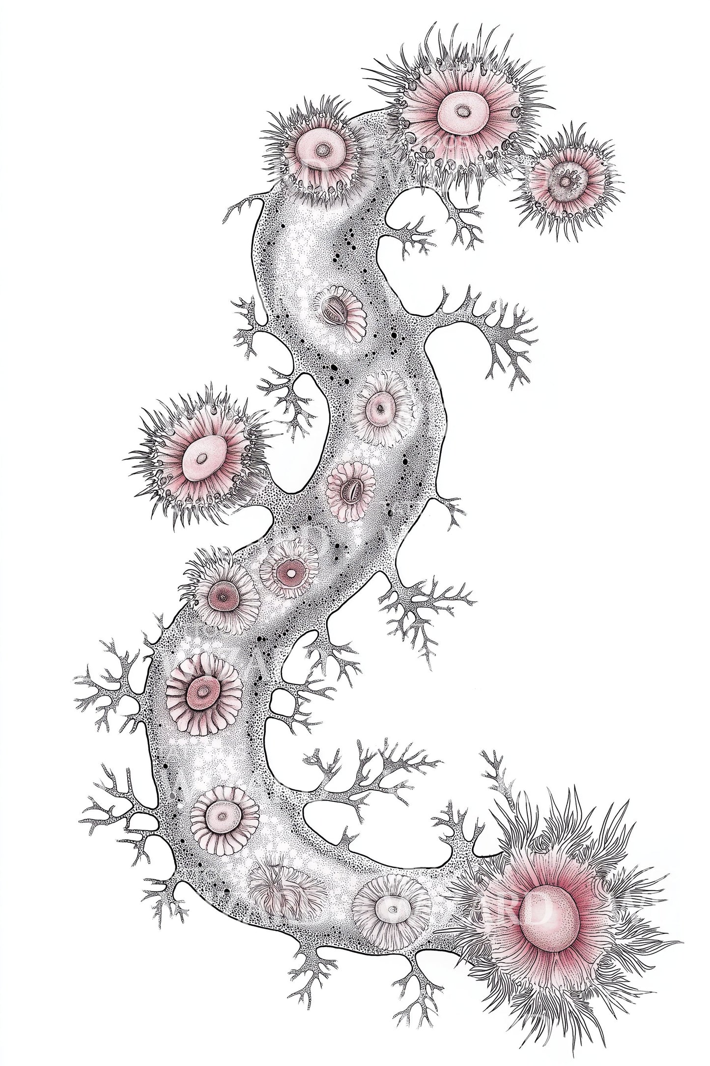 Pink Coral Chain Tattoo Illustration