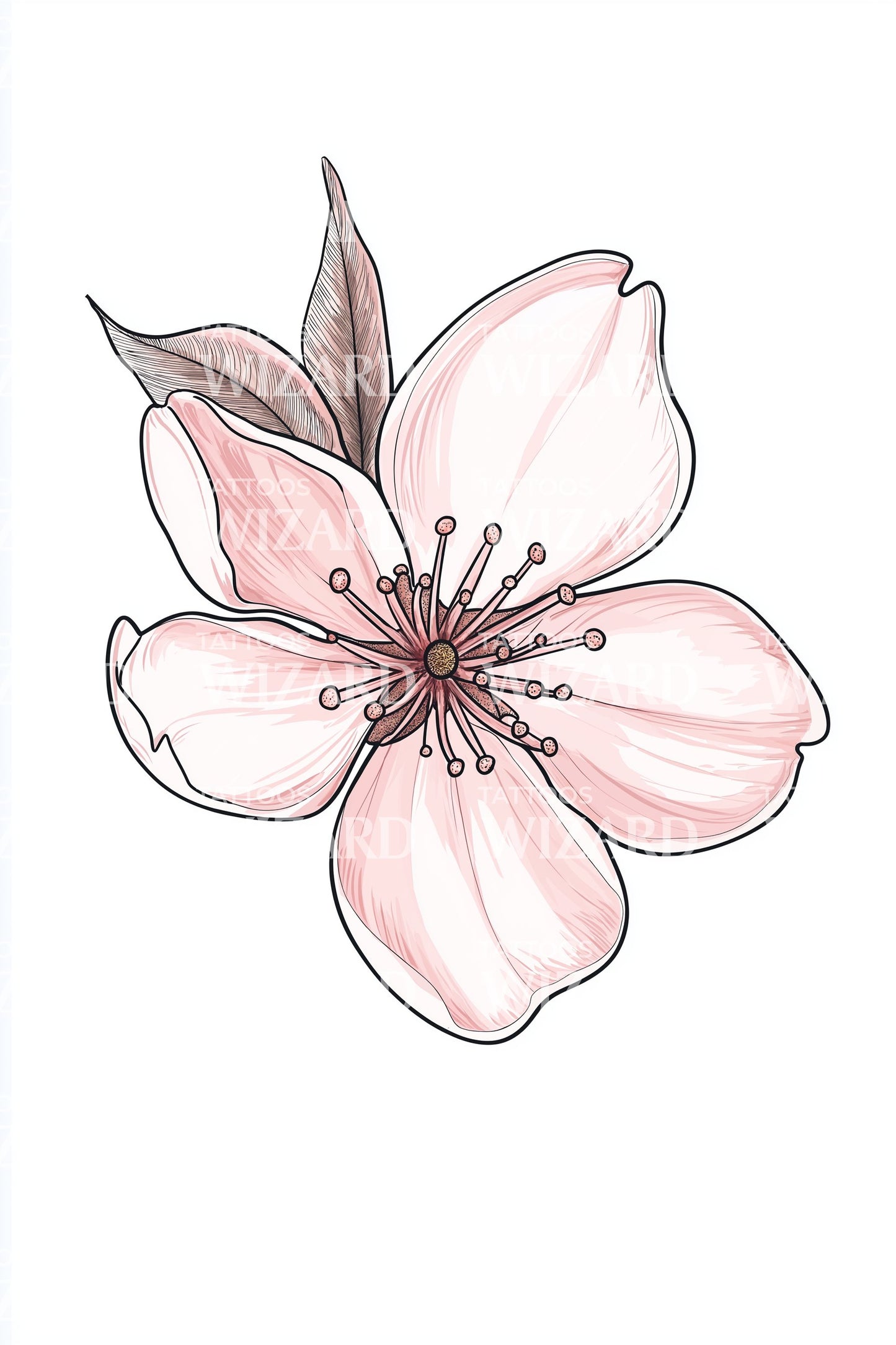 Pink Sakura Blomst Tatoveringsdesign