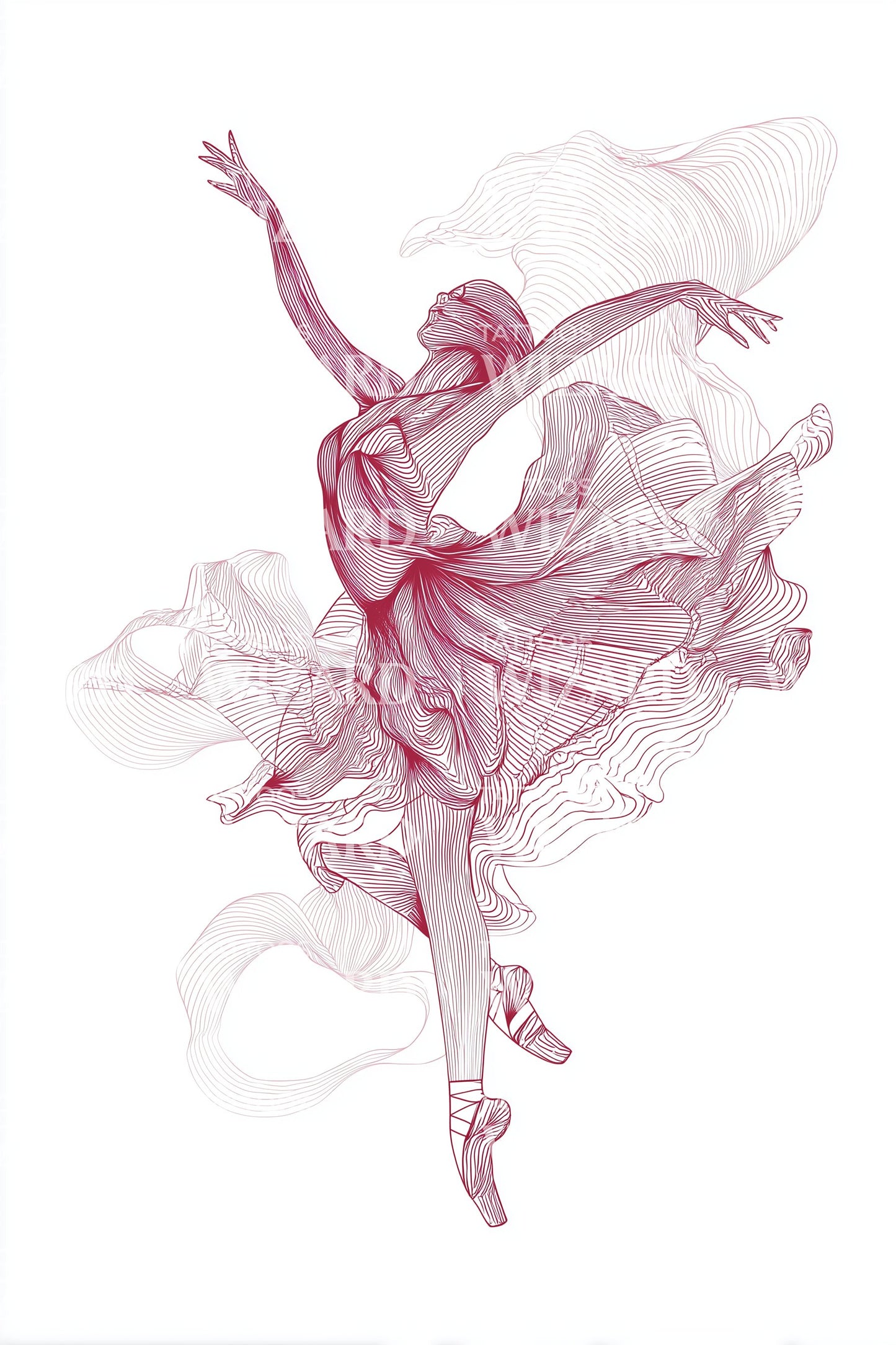 Pink Watercolor Ballerina Tattoo Design