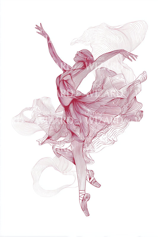 Pink Watercolor Ballerina Tattoo Design