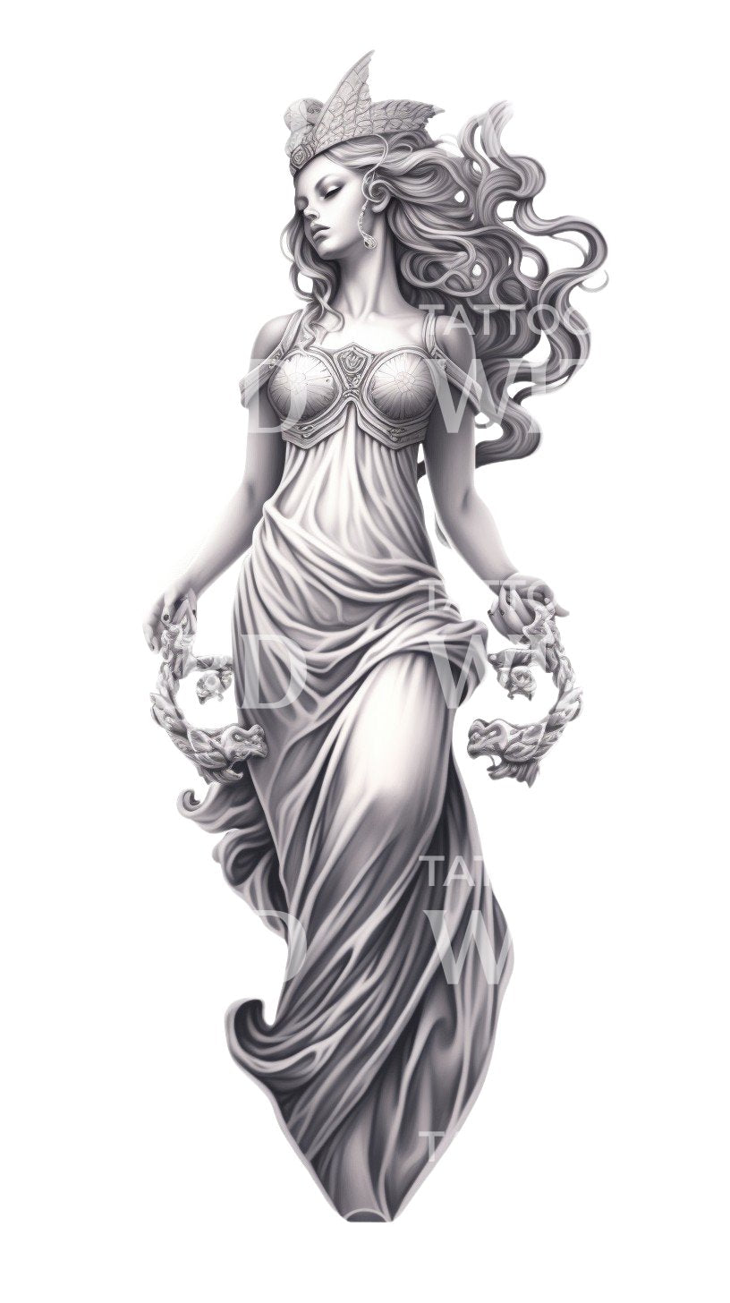 Black and Grey Greek Goddess Design