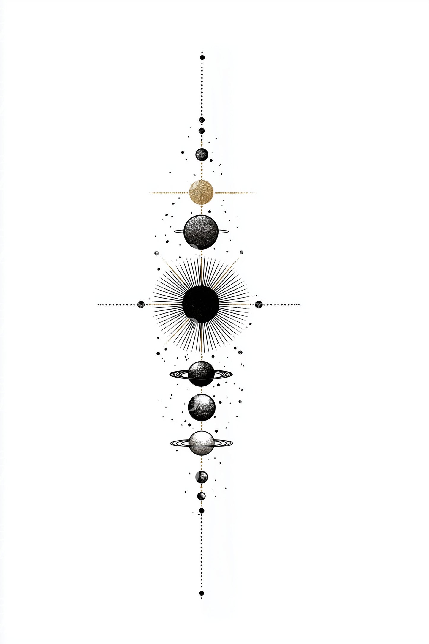 Planetary Line Alignment Tattoo Design