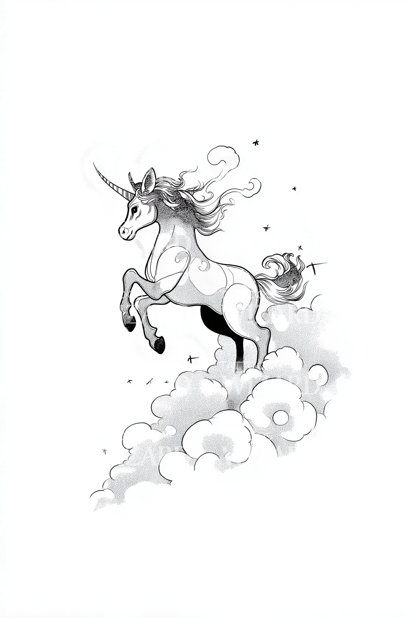 Idea di tatuaggio unicorno nuvola giocosa