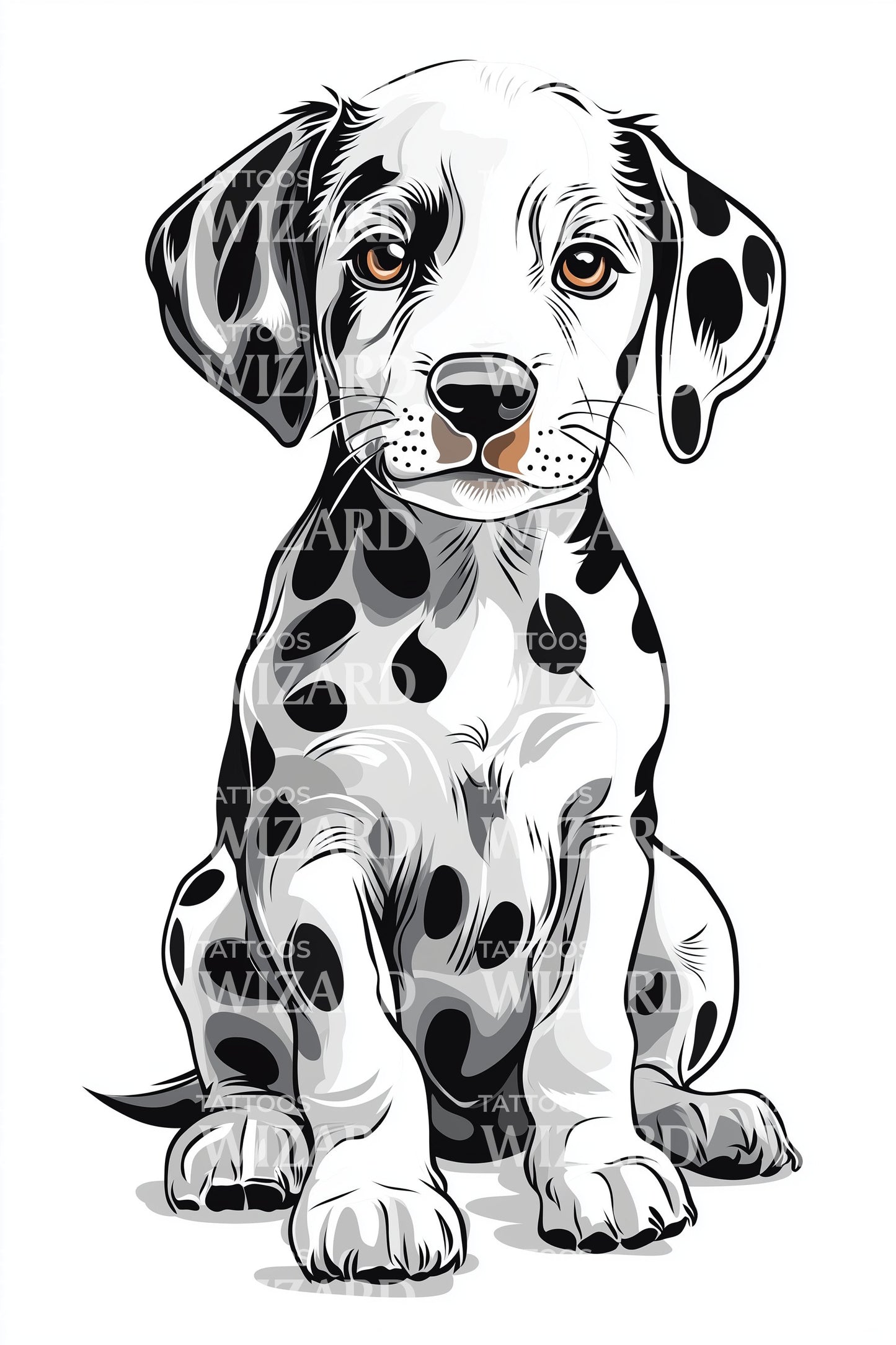 Playful Dalmatian Puppy Tattoo Design