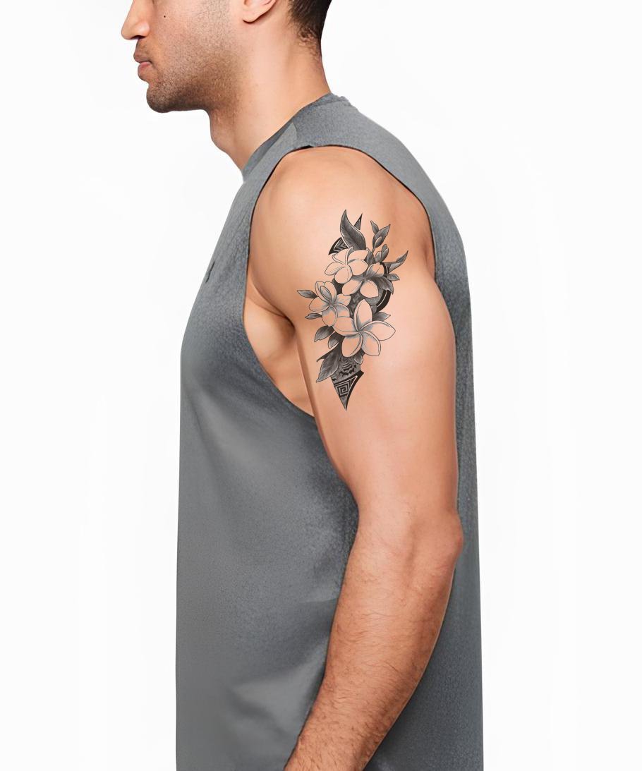 Polynesian Plumeria Arrow Tattoo Design