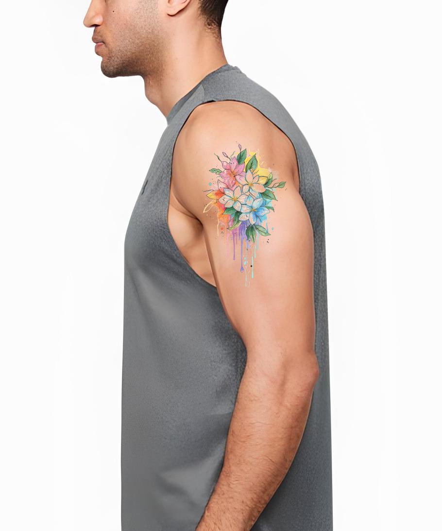 Pasztell Plumeria vízesés tetoválásminta
