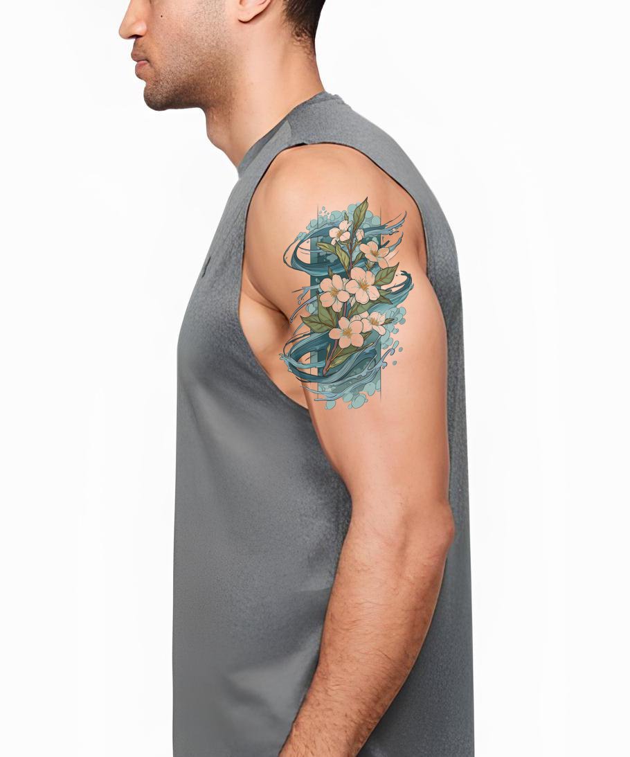 Návrh tetování Plumeria Aqua Ribbon