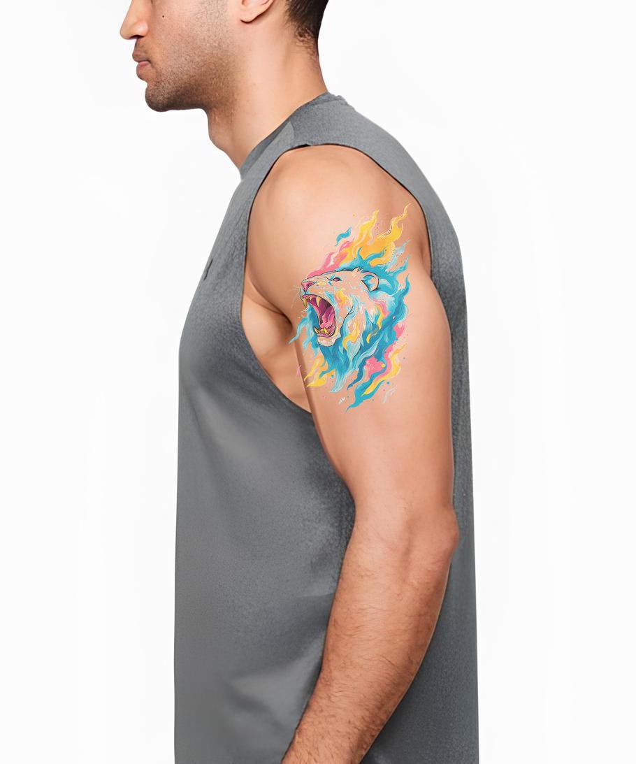 Design de Tatuagem Rugido Polar Flamejante