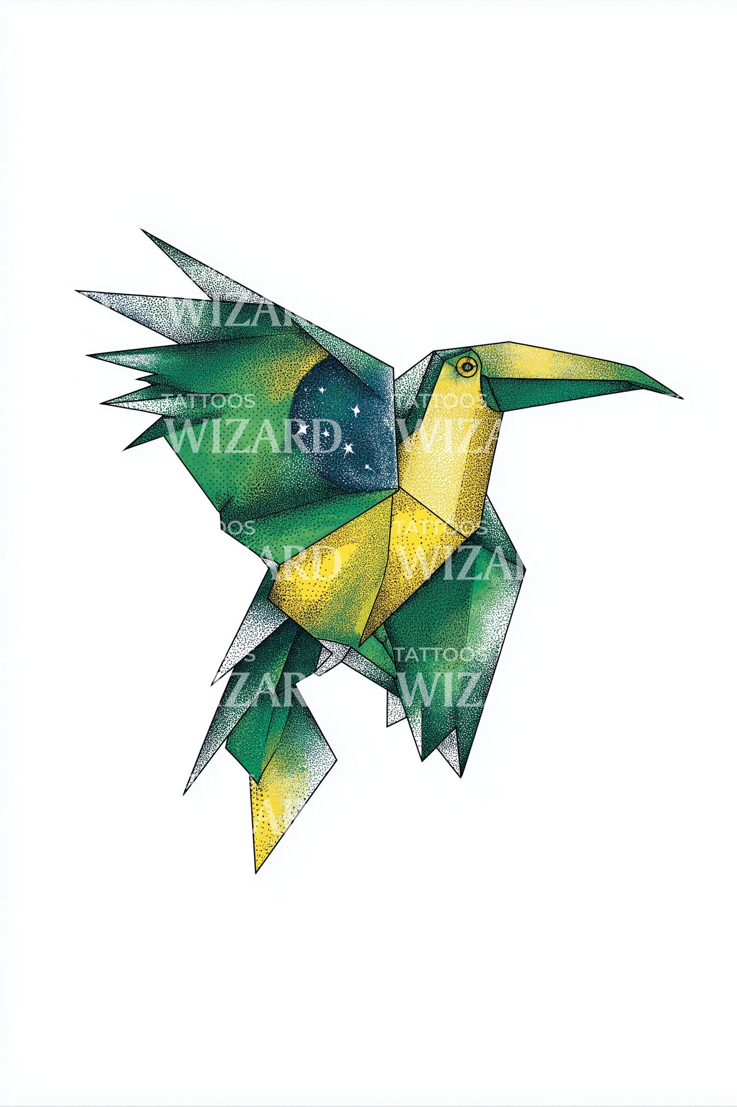 Design del tatuaggio prisma colibrì poligonale