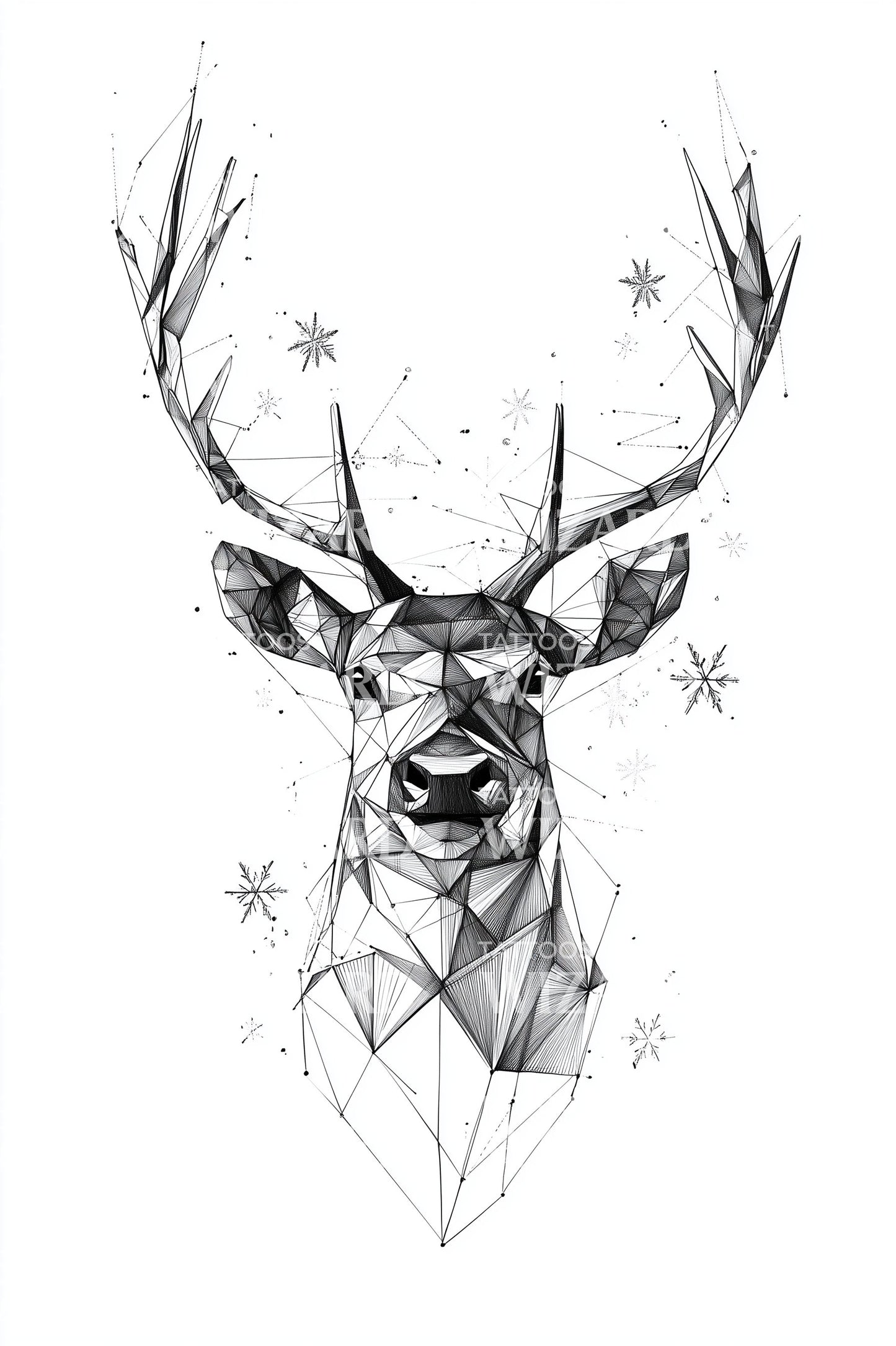 Polygon Stag Head Tattoo Design
