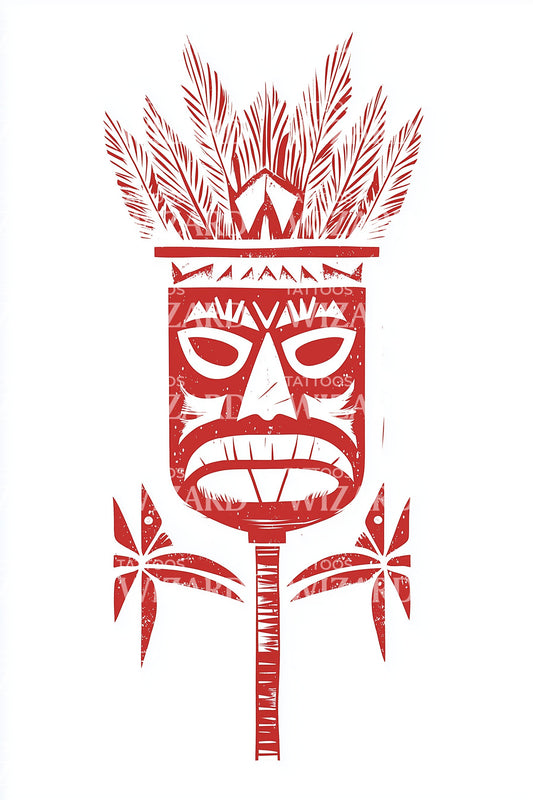 Polynesian Tiki Totem Tattoo Design