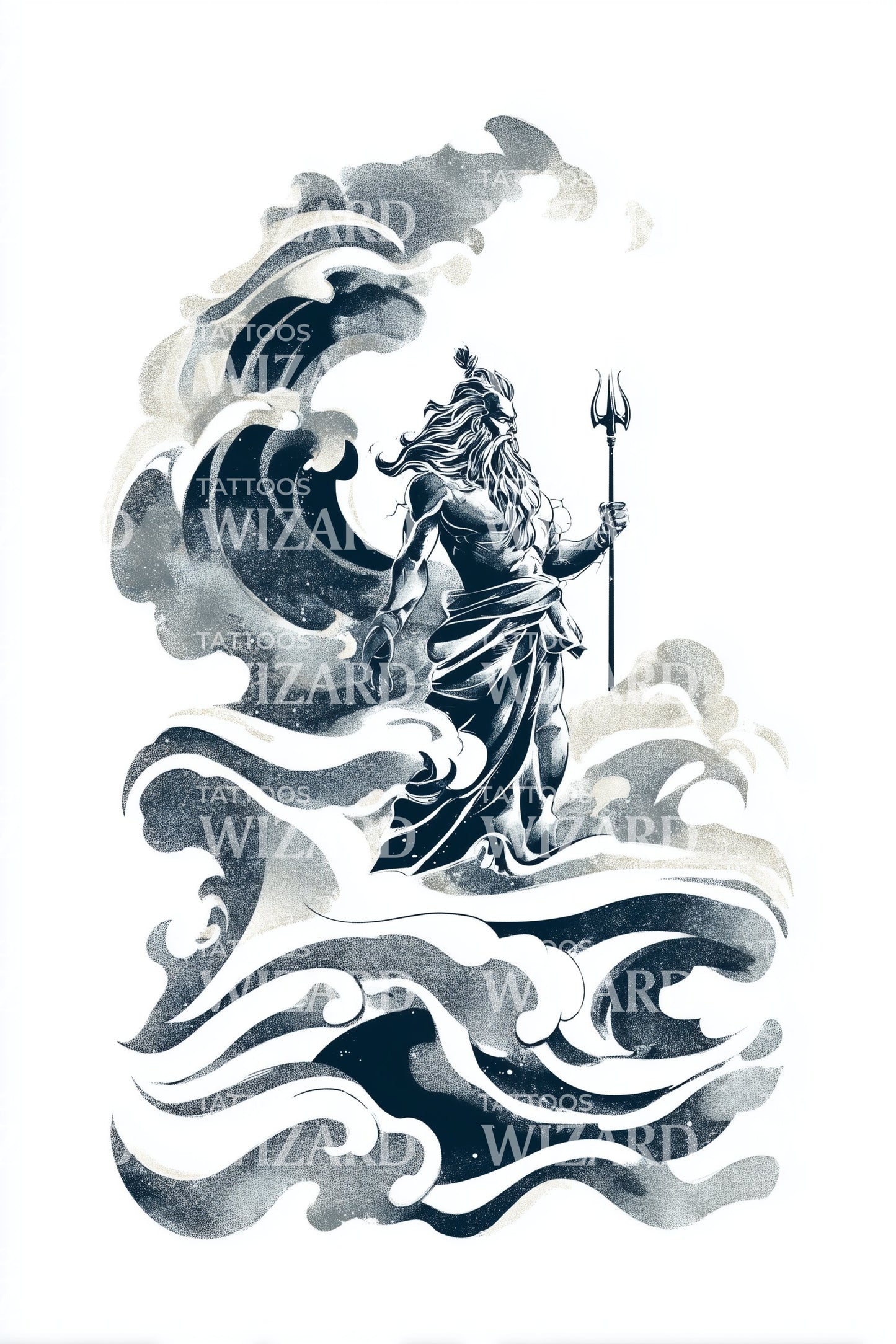Poseidon Ocean Fury Tattoo Design