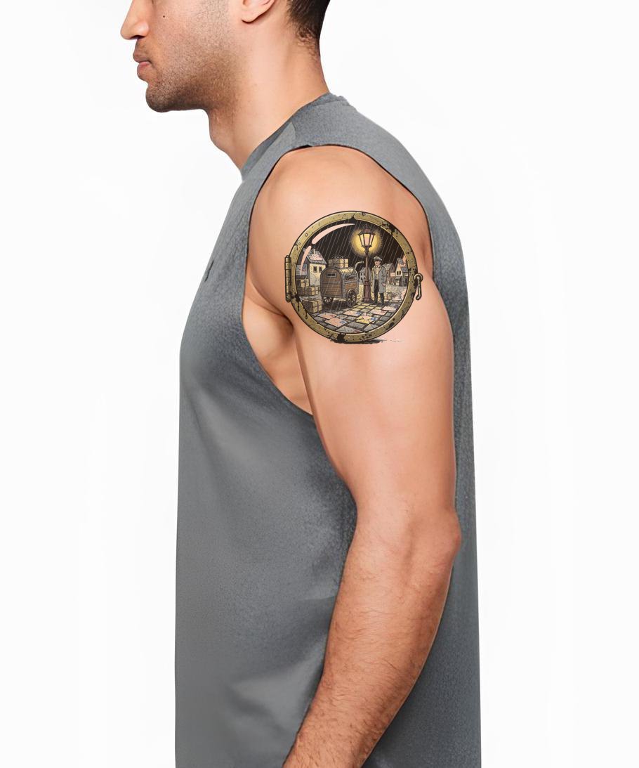 Rainy Night Postman Tattoo Design