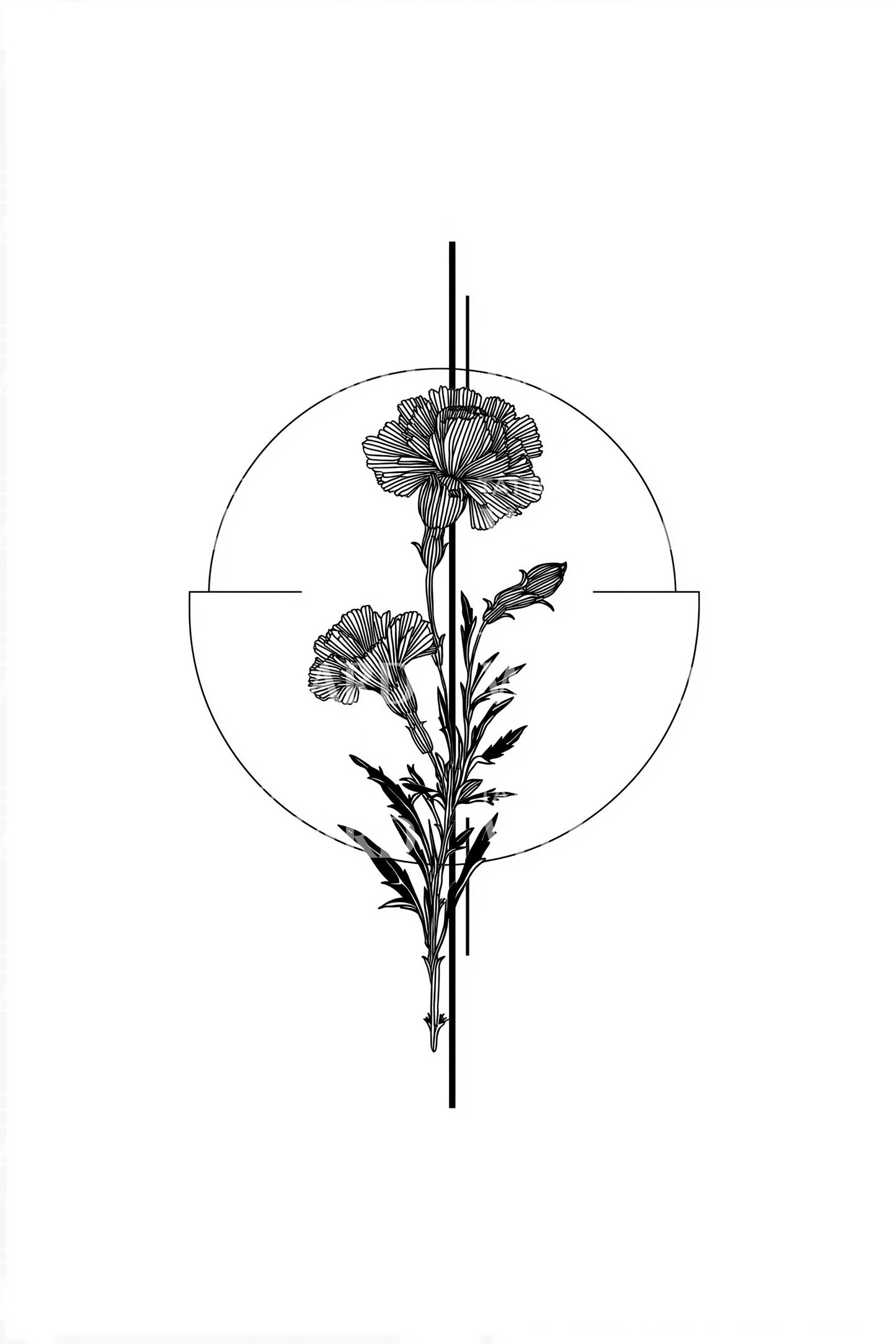 Design de tatouage cible florale de précision