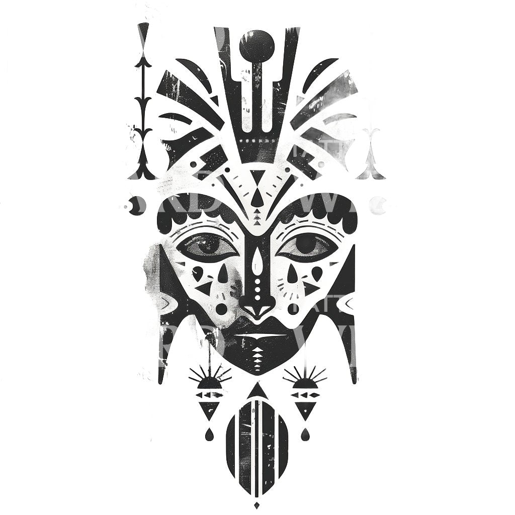 Primitive Art Mask Tattoo Design