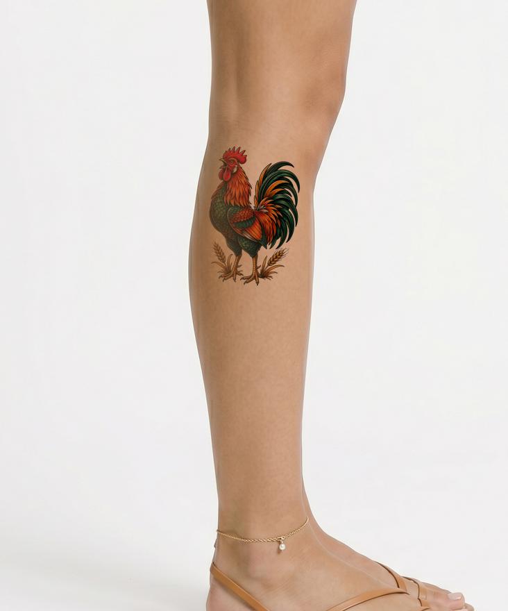 Neo Traditional Rooster Tattoo Design