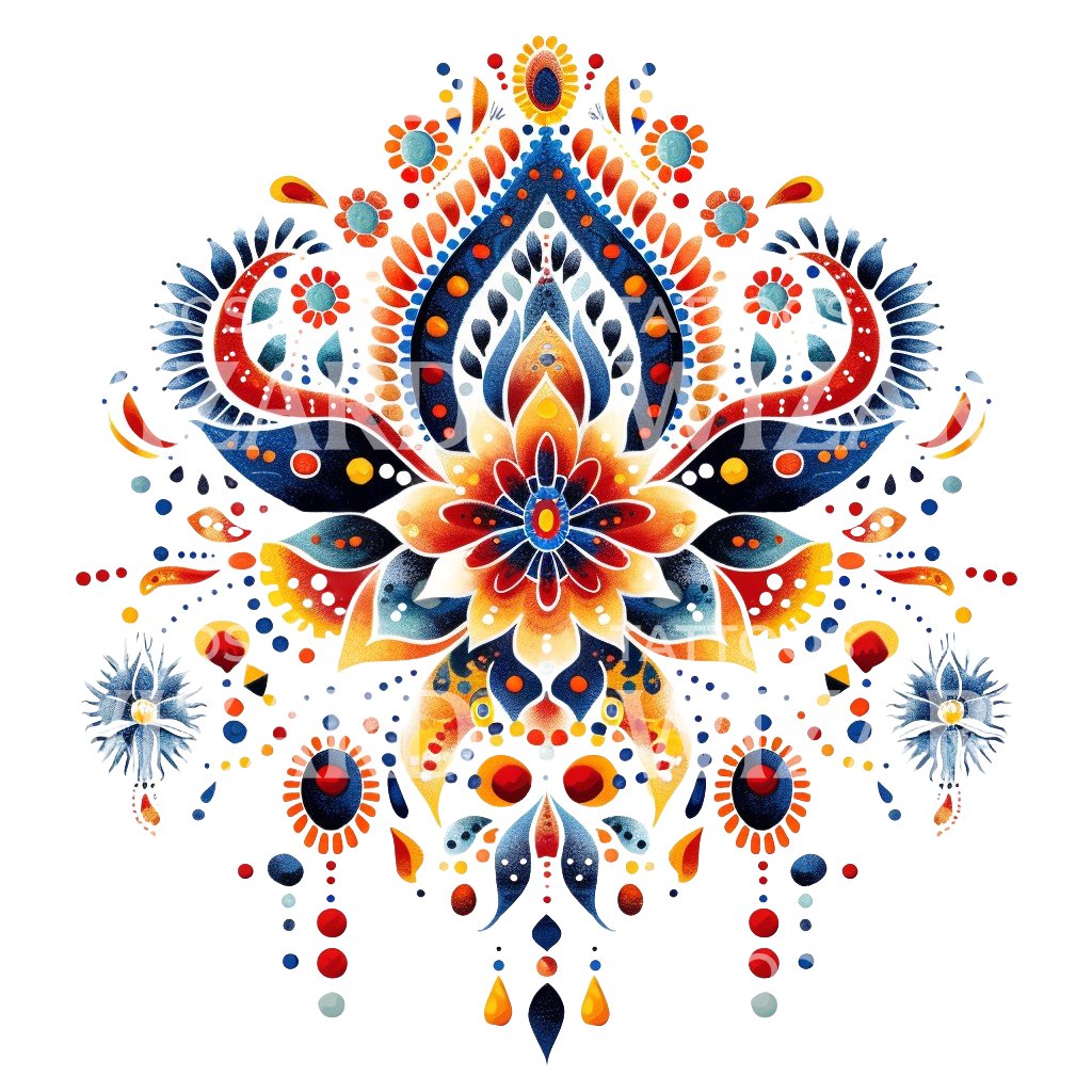Psychedelic Floral Tattoo Design