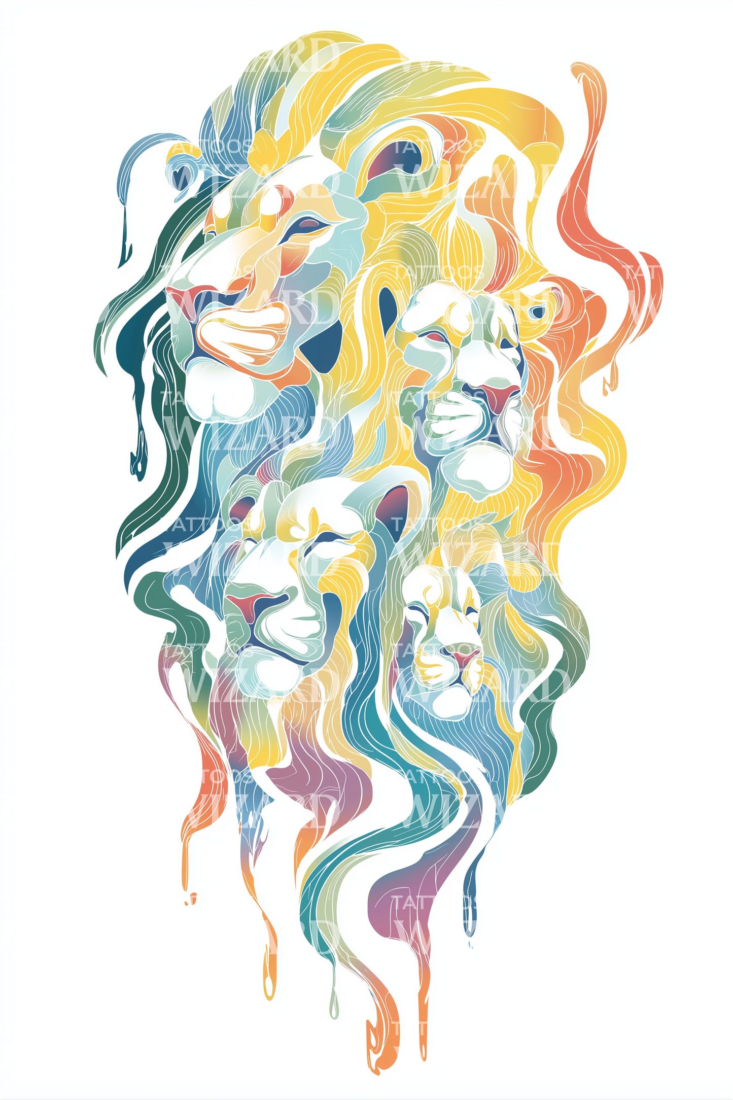Psychedelisches Löwenmähnen-Tattoo-Design