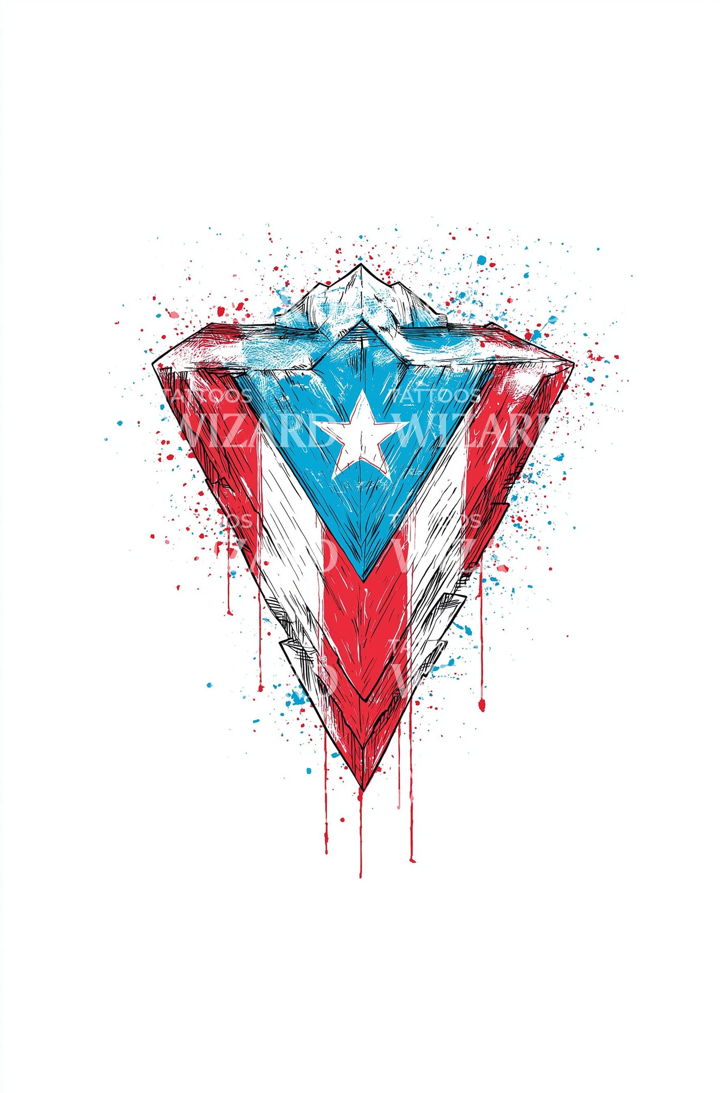 Puerto Rico Flaggen-Schild Tattoo-Design