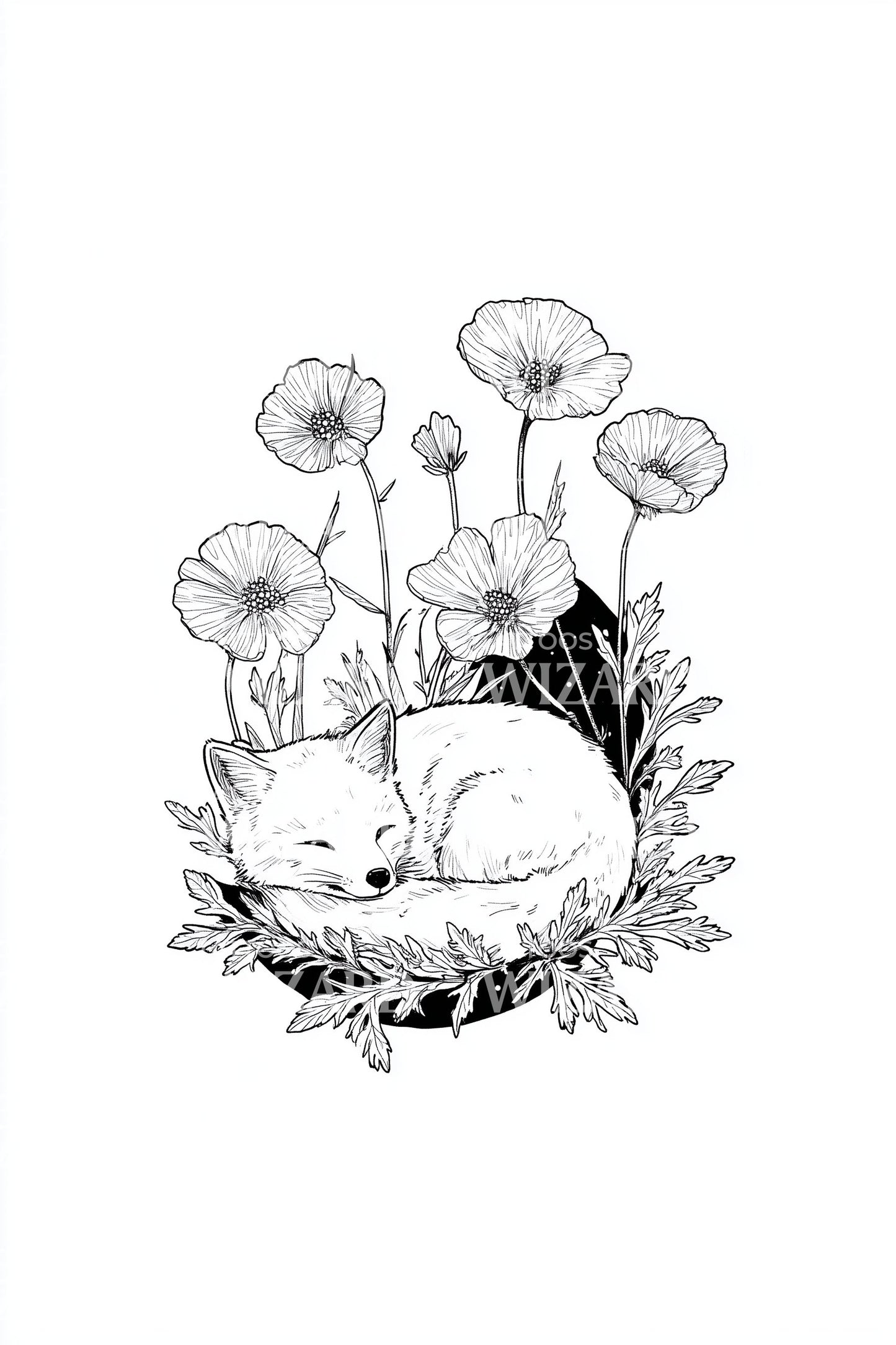 Kürbis Fuchs Ernte Tattoo Illustration