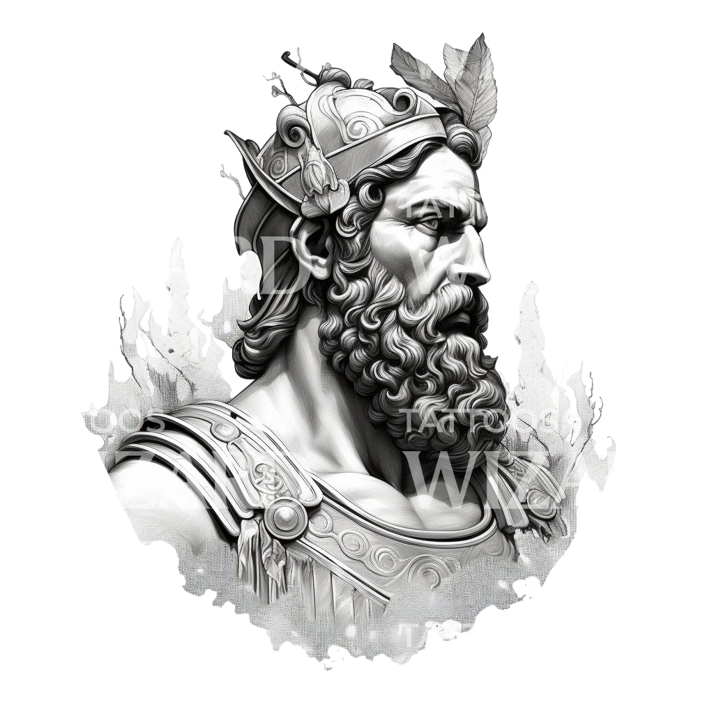 Black and Grey Greek God Bust Design
