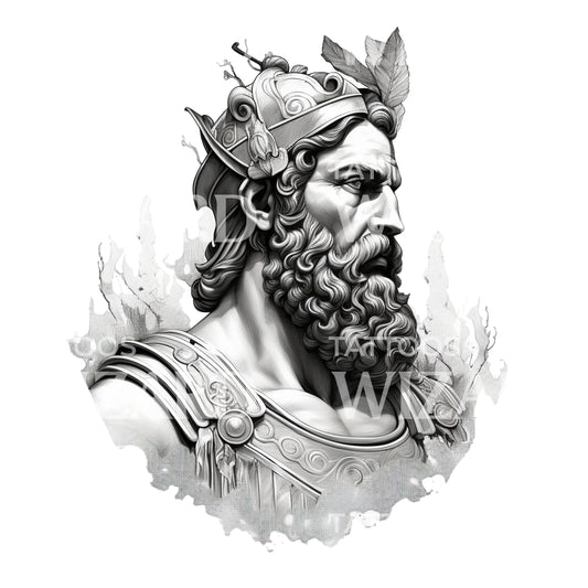 Black and Grey Greek God Bust Design