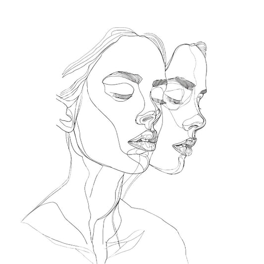 Two Faced Woman Drawing Tattoo Design