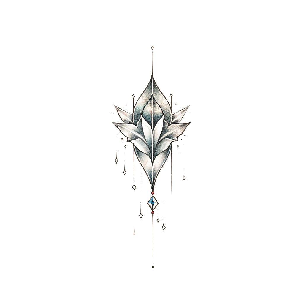 Ornamental Lotus and Diamonds Tattoo Design