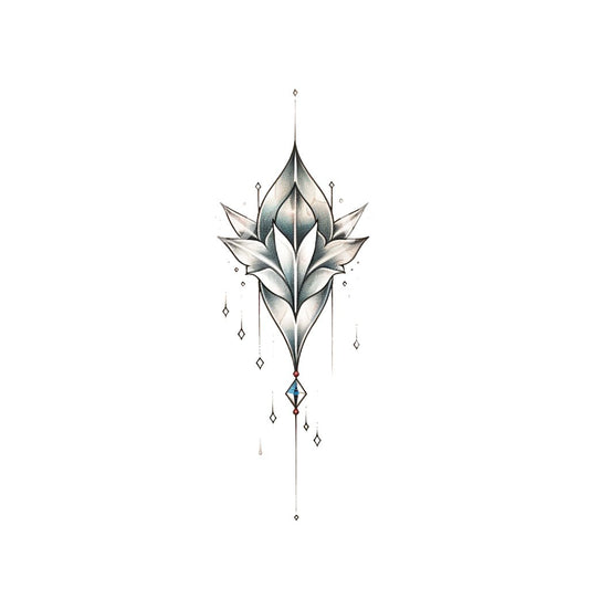 Ornamental Lotus and Diamonds Tattoo Design