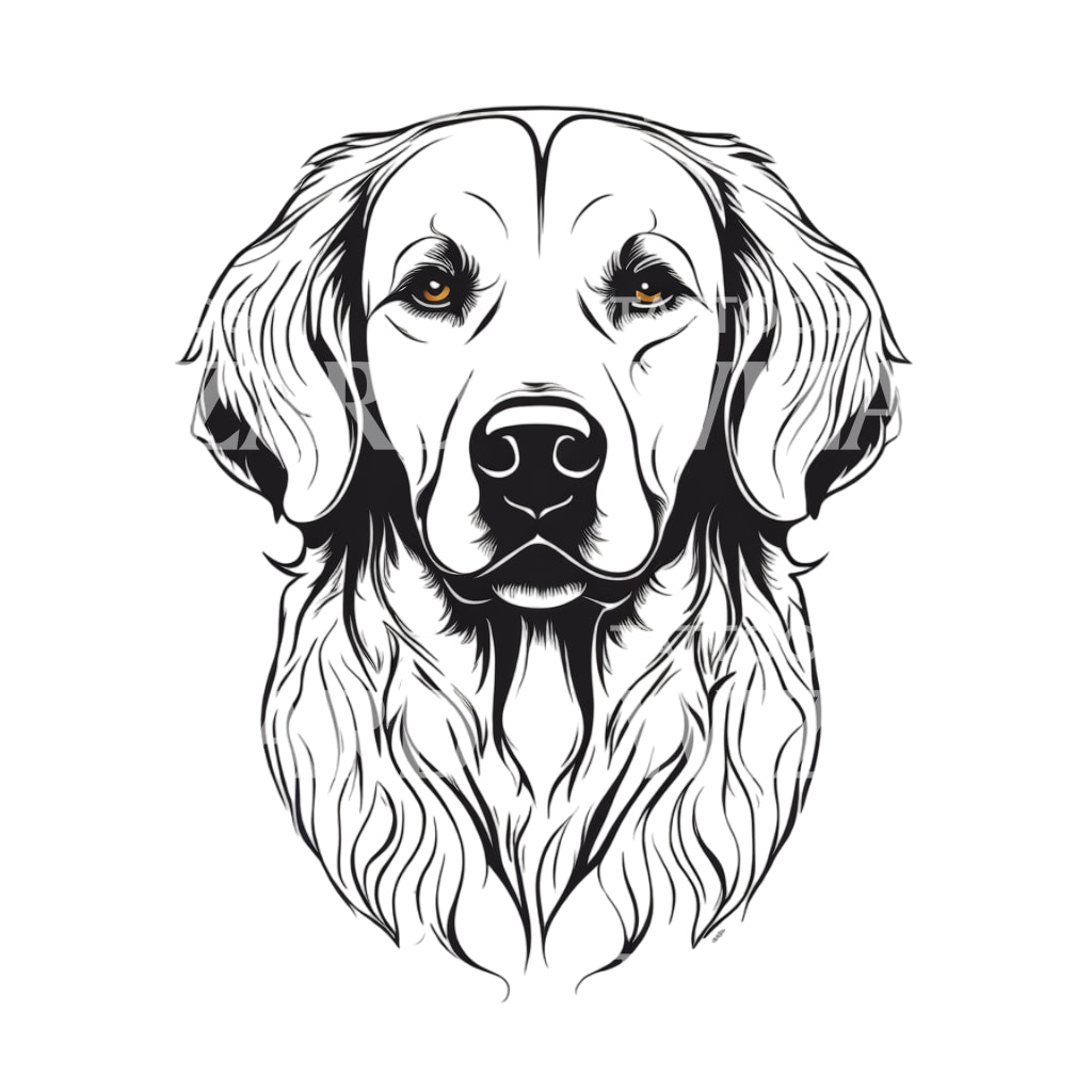 Golden Retriever Dog Head Tattoo Design
