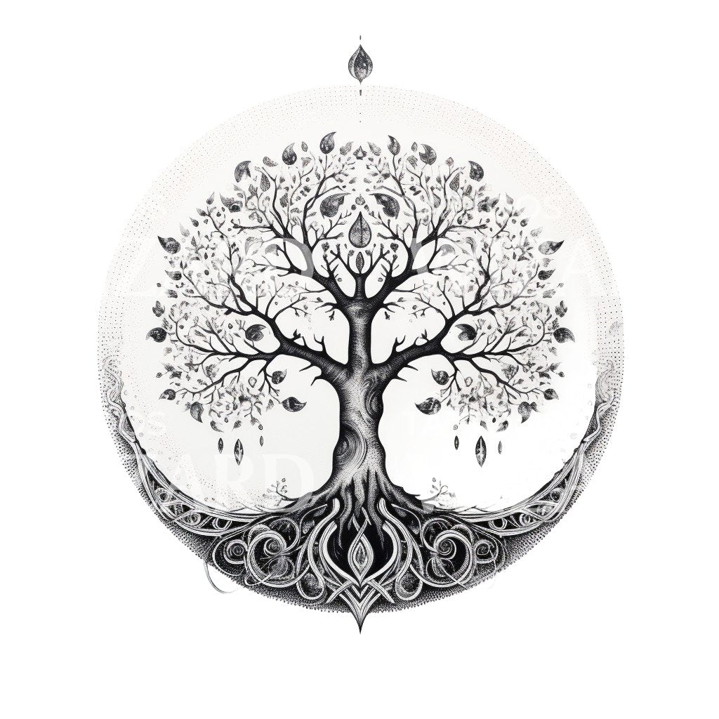 Celtic Tree of Life drawing, Tattoo Design