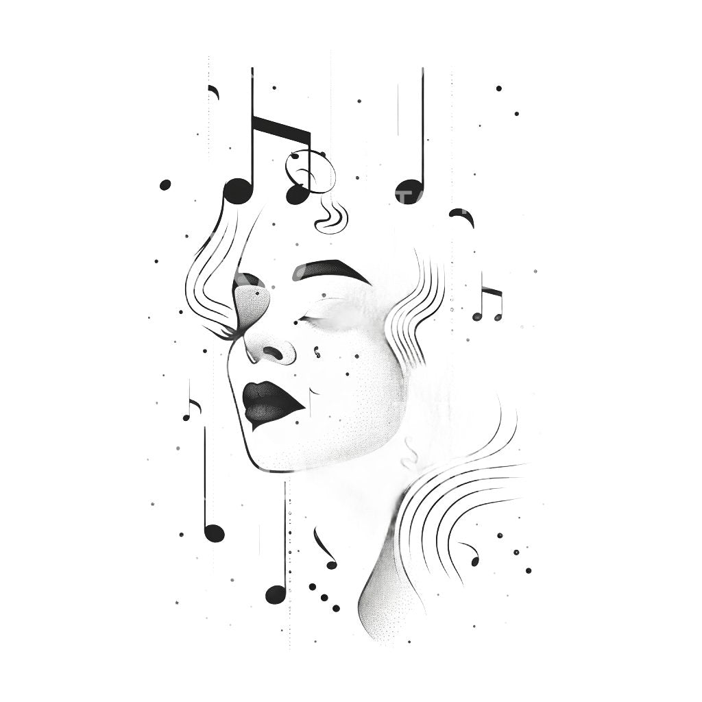 Music Lover Woman Tattoo Design