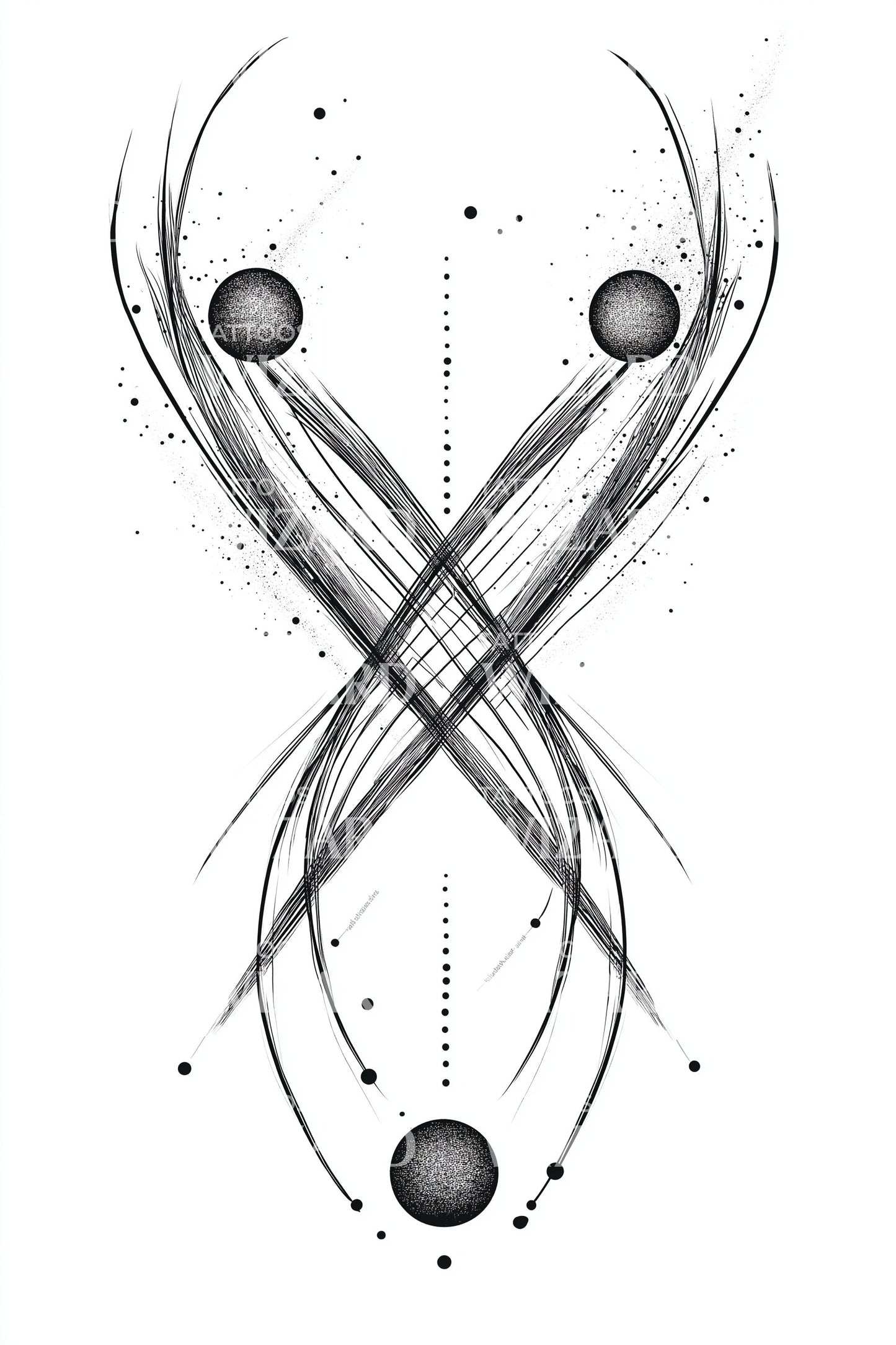 Design del tatuaggio nodo a nastro quantico