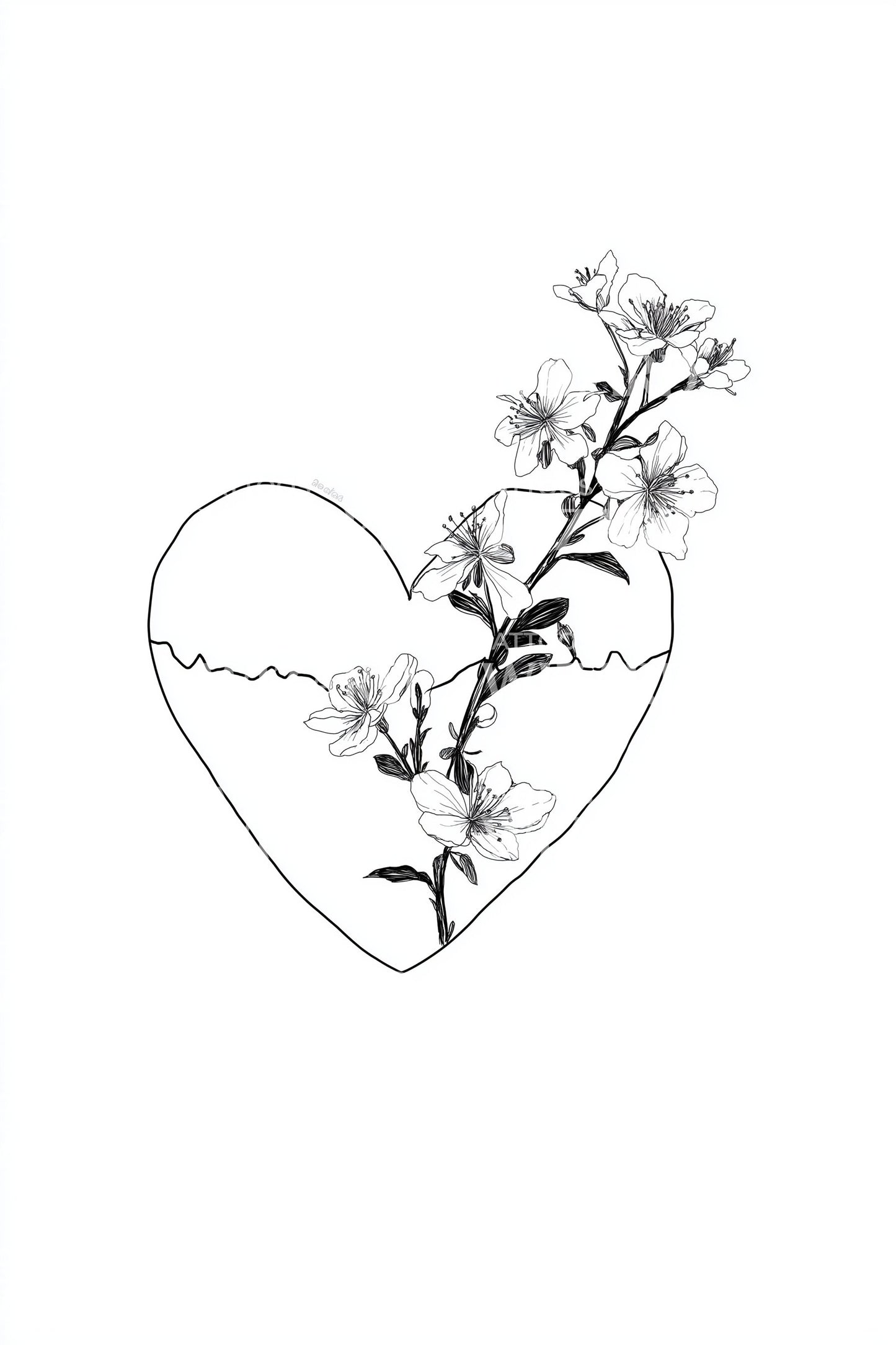 Hiljainen sydänkukan tatuointi-idea