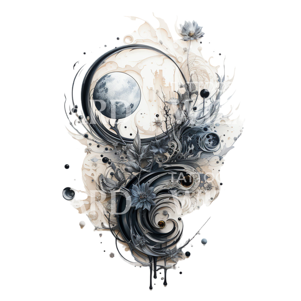 Fantasy World Composition Tattoo Design