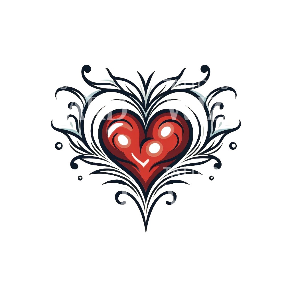 Small Heart Old School Tattoo Design