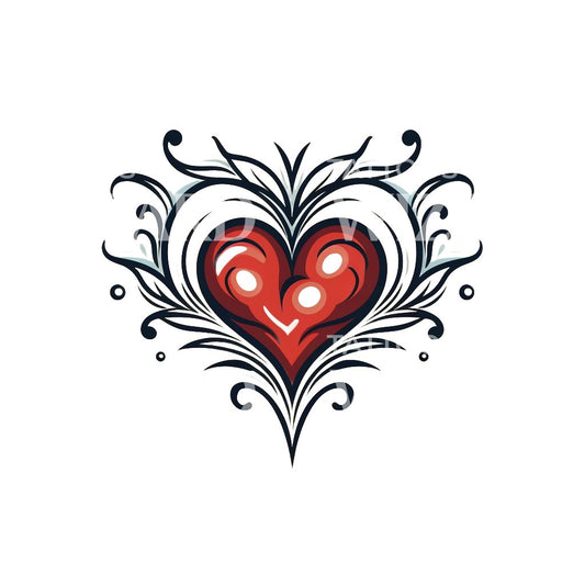 Small Heart Old School Tattoo Design