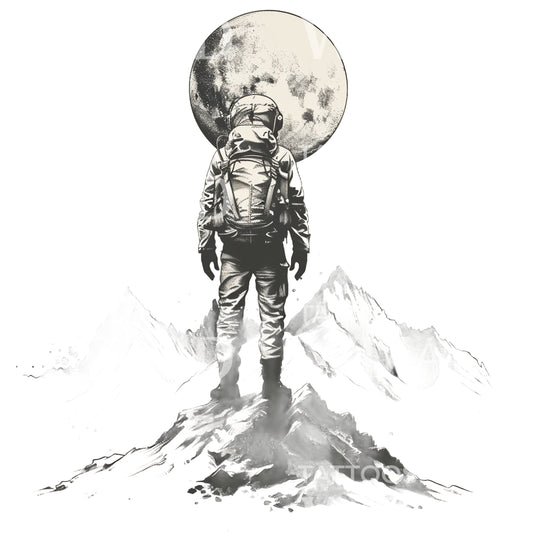 Astronaut Explorer on Mars Tattoo Design