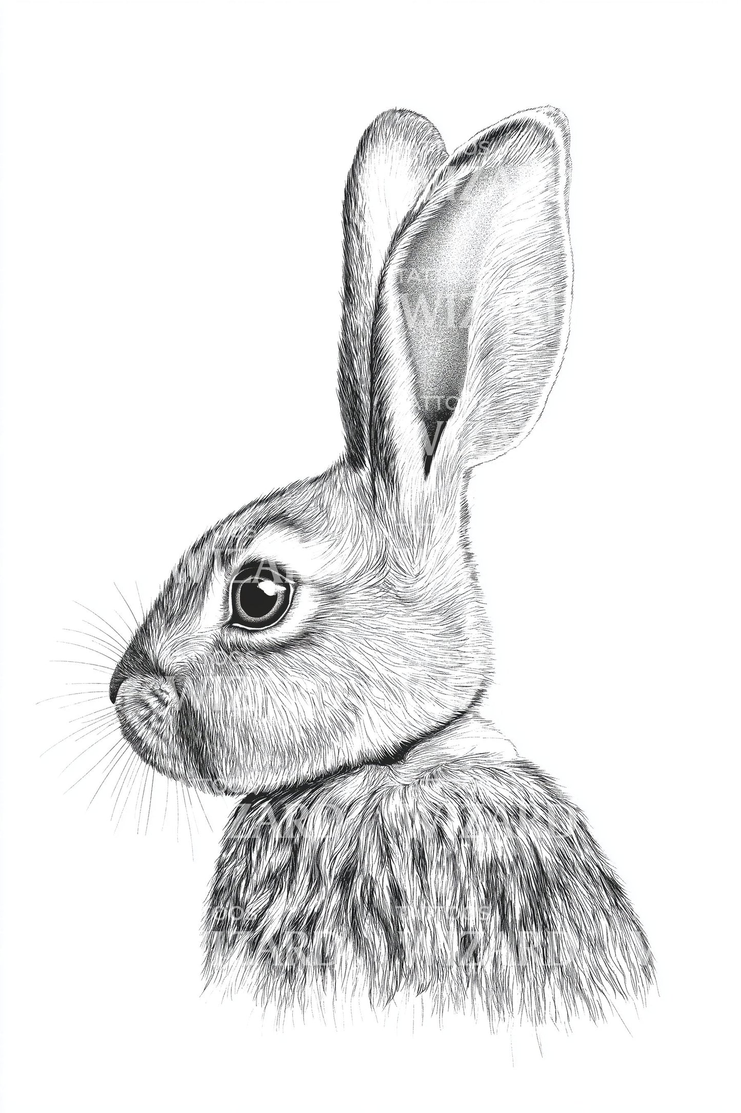 Rabbit Profile Tattoo Illustration